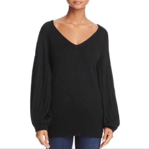 NWT Francesca Blouson Sleeve Relaxed Fit V-Neck Sweater - Picture 1 of 11